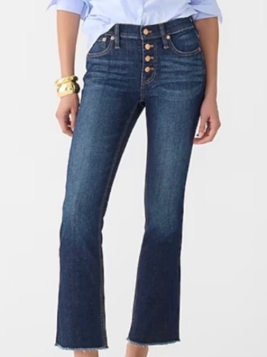 J. Crew Denim - J. Crew 9” Billie Demi Boot Crop Raw Hem Button Fly Jeans Size 25